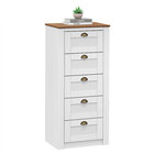 Cômoda Madeira Maciça 5 Gavetas Bolton - Branco Madeirado