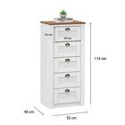 Cômoda Madeira Maciça 5 Gavetas Bolton - Branco Madeirado