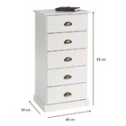 Cômoda Madeira Maciça 5 Gavetas Paris - Branco