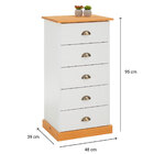 Cômoda Madeira Maciça 5 Gavetas Paris - Mel Branco