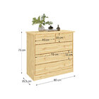 Cômoda Madeira Maciça 5 Gavetas Rondo - Natural
