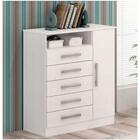 Cômoda Madri 1 Porta 5 Gavetas Em Mdf Acp Móveis Branco