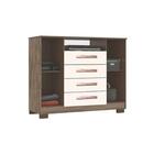 Cômoda Madri Teka Com Champanhe 2 Portas E 4 Gavetas Com Chav