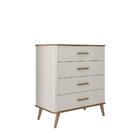 Cômoda Maitê 100% Mdf 4 Gaveta Fabrimóveis- Off White/nature