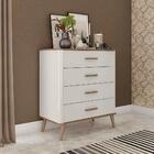 Cômoda Maitê 100% Mdf 4 Gaveta Fabrimóveis- Off White/nature