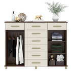 Cômoda Malibu 8 Gavetas Com Cabideiro E Pés Flc Rústico E Cha