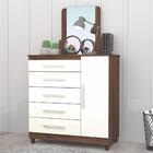 Cômoda Manchester Cinco Gavetas, Uma Porta E Espelho Champagne