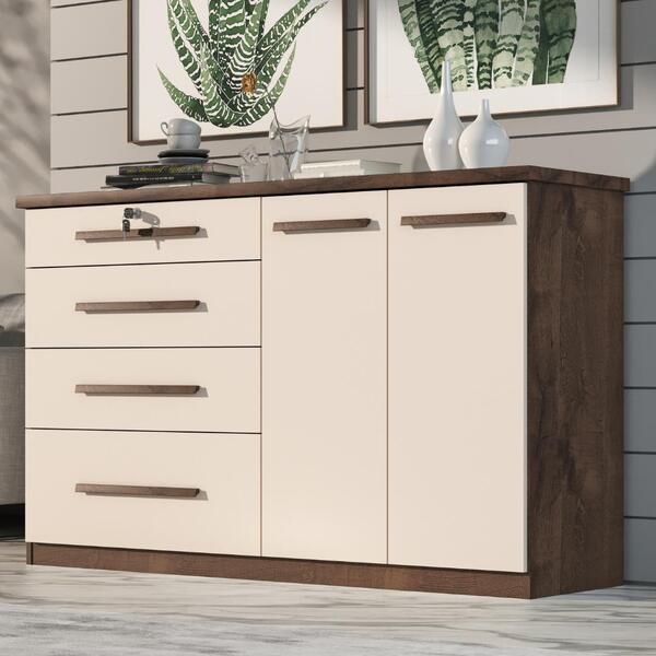 Comoda Mariah 4 Gavetas  2 Portas Com Chave