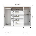 Cômoda Master Branco 4 Gavetas 2 Portas Com Cabideiro E Rodíz