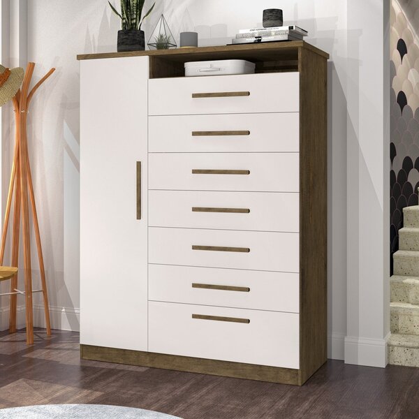 Cômoda Mega 1 Porta 7 Gavetas J&a Móveis Jequitibá/off White