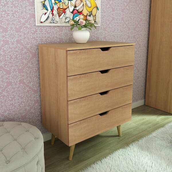 Cômoda Melissa Com 4 Gavetas E Pé Cônico Cm8026 Amendoa