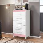 Cômoda Milady Branco Flex Azul Titanium Rosa 5 Gavetas