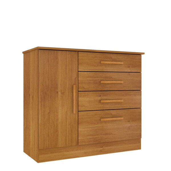 Cômoda Moderna 1 Porta 4 Gav - Chicago-cinamomo- Tcil Móveis