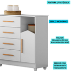 Cômoda Moderna Quarto Bebê 4 Gavetas 1 Porta Branca Branco