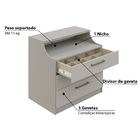 Cômoda Modulada Elegance Com 3 Gavetas - Cinza