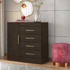 Cômoda Montevidéu 1 Porta 4 Gavetas Ébano Tana Decor