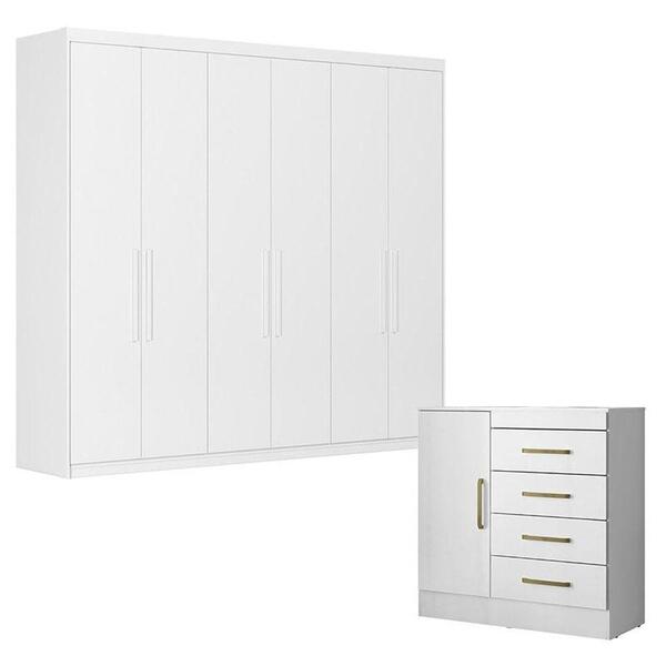Cômoda Montevideu E Guarda Roupa Casal Venice 62780 Branco Br