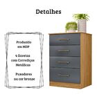 Cômoda Ms913 4 Gavetas Freijó Cinza Moval