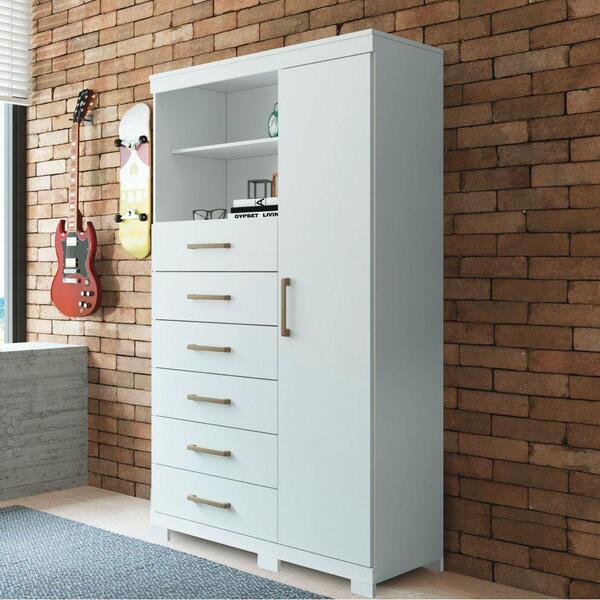 Cômoda Multiuso 1 1porta 6 Gavetas Com Pés Santos Andirá