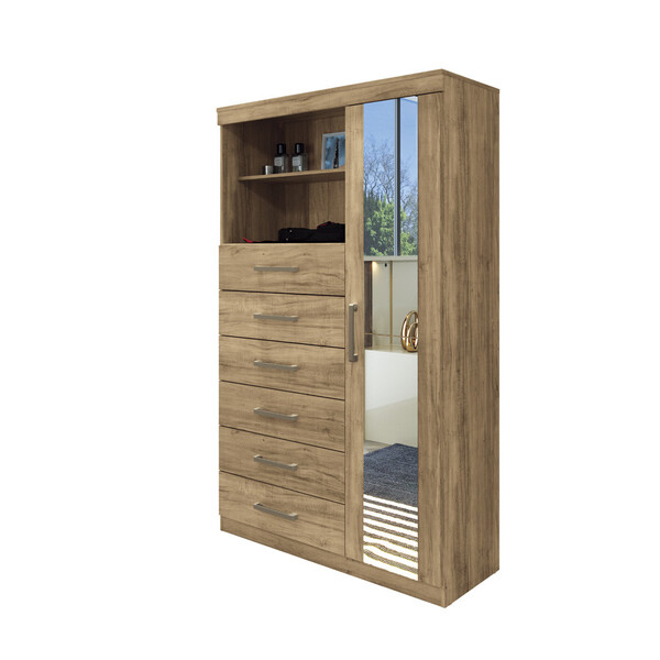 Comoda Multiuso 1 Porta 6 Gavetas Com Espelho Maraba Santos A