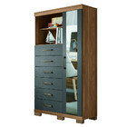 Cômoda Multiuso 1 Porta 6 Gavetas Com Pés E Espelho Marabá Sa