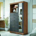 Cômoda Multiuso 1 Porta 6 Gavetas Com Pés E Espelho Marabá Sa