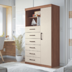 Cômoda Multiuso 6 Gavetas 1 Porta Suzhou Jatobá Areia