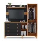 Cômoda Multiuso + Painel Tv 50 Polegadas Maldivas Preto Mdf