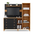 Cômoda Multiuso + Painel Tv 50 Polegadas Maldivas Preto Mdf