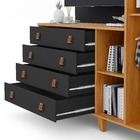 Cômoda Multiuso + Painel Tv 50 Polegadas Maldivas Preto Mdf