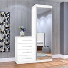 Cômoda Multiuso Com Espelho 1 Porta 4 Gavetas Thor  Branco