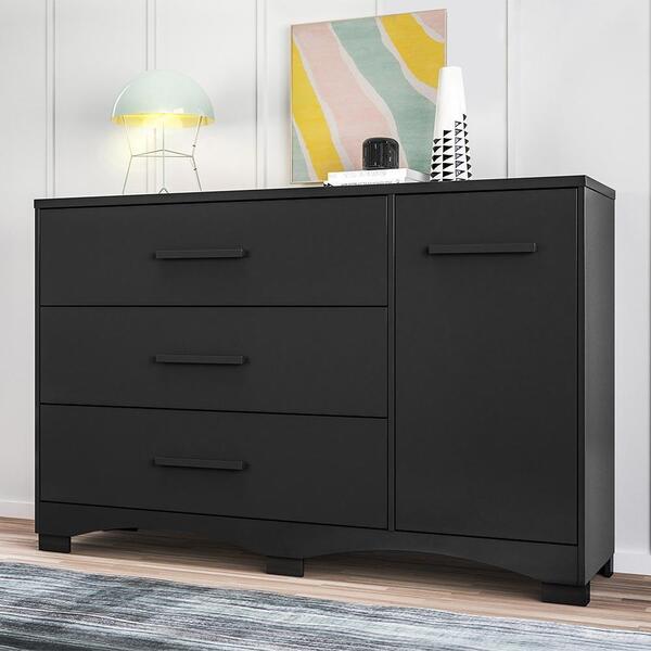 Cômoda Napoles 1 Porta 3 Gavetas - Preto Fosco - Albatroz