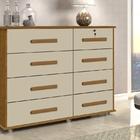 Cômoda Neron 8 Gavetas Mel e Off White