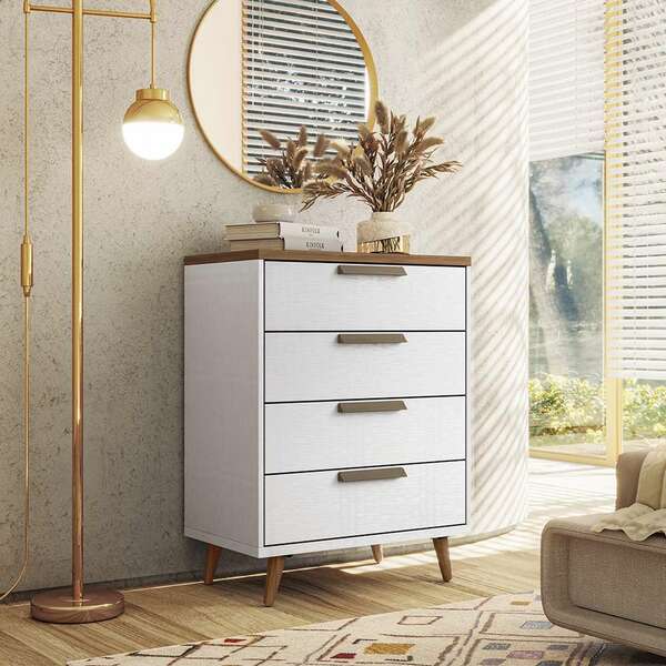 Cômoda New Conect 4 Gv Branca E Jatobá