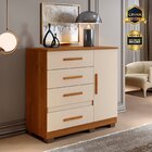 Comoda New Florença 4 Gavetas 1 Porta Cinamomo/off White