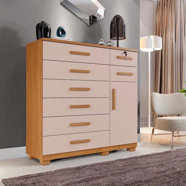 Comoda New Vitoria 8 Gavetas 1 Porta 1 Prateleira Cinamomo