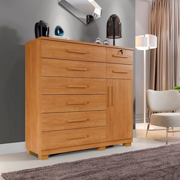 Comoda New Vitoria 8 Gavetas 1 Porta 1 Prateleira Cinamomo/of