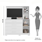 Cômoda Nina Com Espelho Tv 43 2 Portas 4 Gavetas Branco Fosco