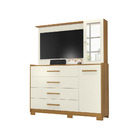 Cômoda Nina Com Espelho Tv 43 2 Portas 4 Gavetas Carvalho Gri