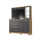 Cômoda Nina Com Espelho Tv 43 2 Portas 4 Gavetas Nature Titan