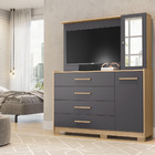 Cômoda Nina Com Espelho Tv 43 2 Portas 4 Gavetas Nature Titan