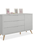 Cômoda Old Clean Retro 3 Gavetas Com Sapateira Cinza Planet B