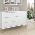 Comoda Old Retro 3 Gavetas Com Sapateira Branco Planet Baby