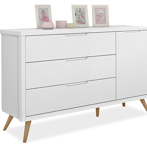 Comoda Old Retro 3 Gavetas Com Sapateira Branco Planet Baby