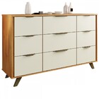 Cômoda Olímpia 9 Gavetas 100% Mdf Peroba/off White - Europa M