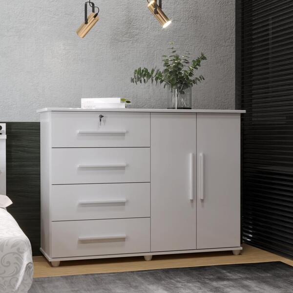 Cômoda Organizadora Com Prateleira Interna E 4 Gavetas Jade N