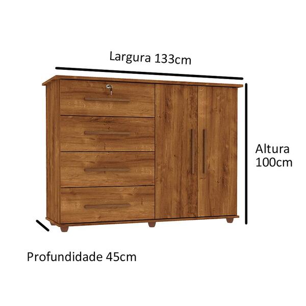 Cômoda Organizadora Com Prateleira Interna E 4 Gavetas Jade New