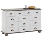 Comoda Organizadora Madeira 11 Gavetas Colmar Branco Cinza