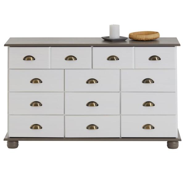 Comoda Organizadora Madeira 11 Gavetas Colmar Branco Cinza