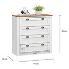 Cômoda Organizadora Madeira 4 Gavetas Bolton Branco Madeirado